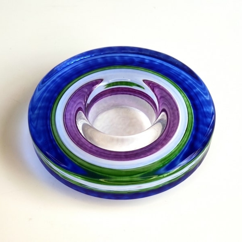Nybro Crystal Art Glass Tealight Candle Holder. Sweden. Cilla Persson